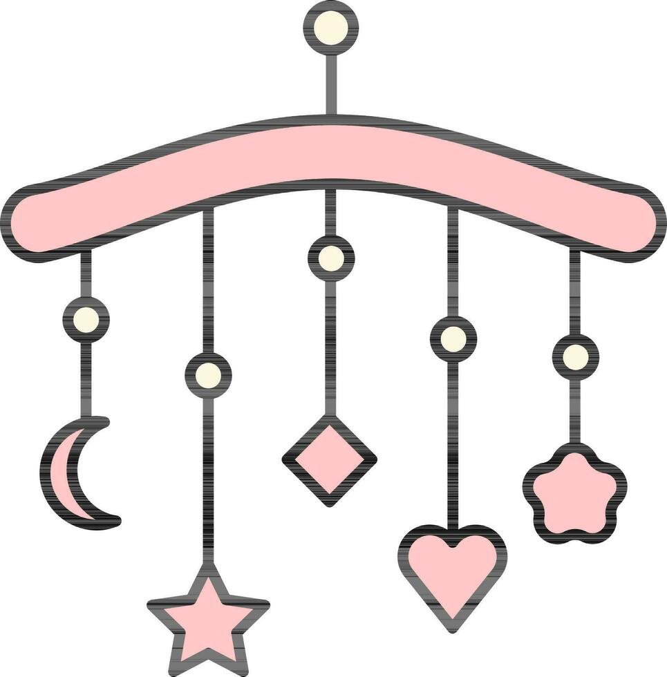 Baby Mobile Icon In Pink Color. vector