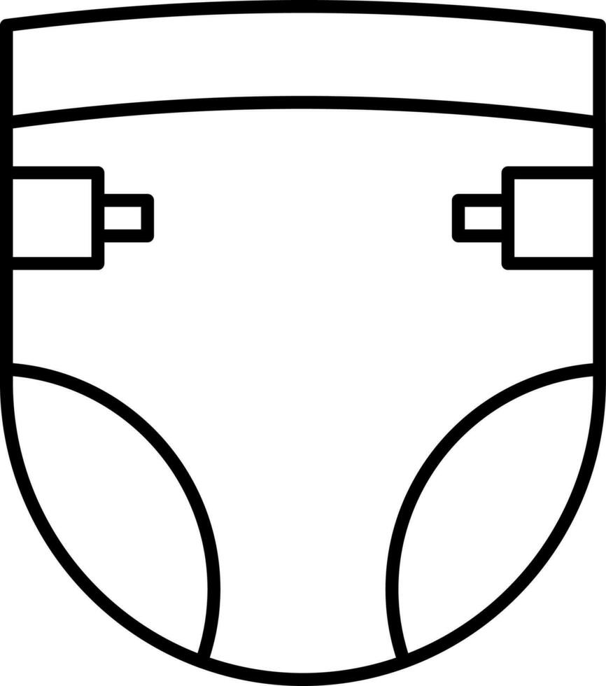 Baby Diaper Icon In Black Outline. vector