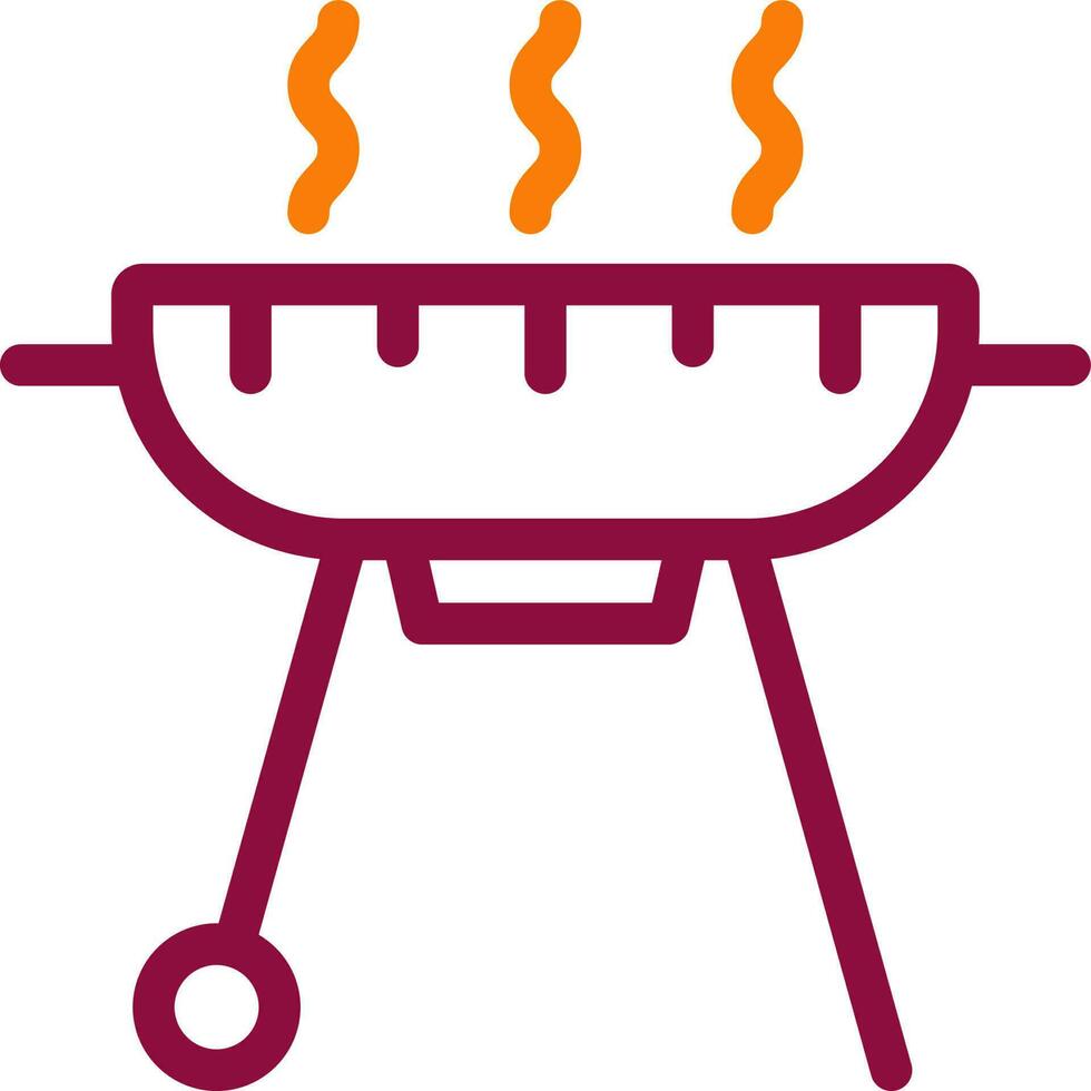 BBQ Grill icon or symbol in maroon outline. vector