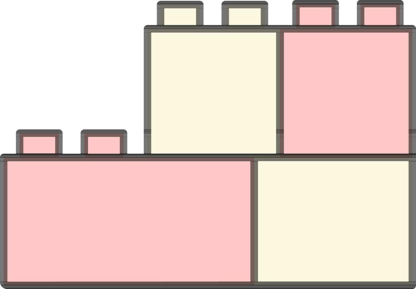 Lego ladrillo icono en rosado y ligero amarillo color. vector