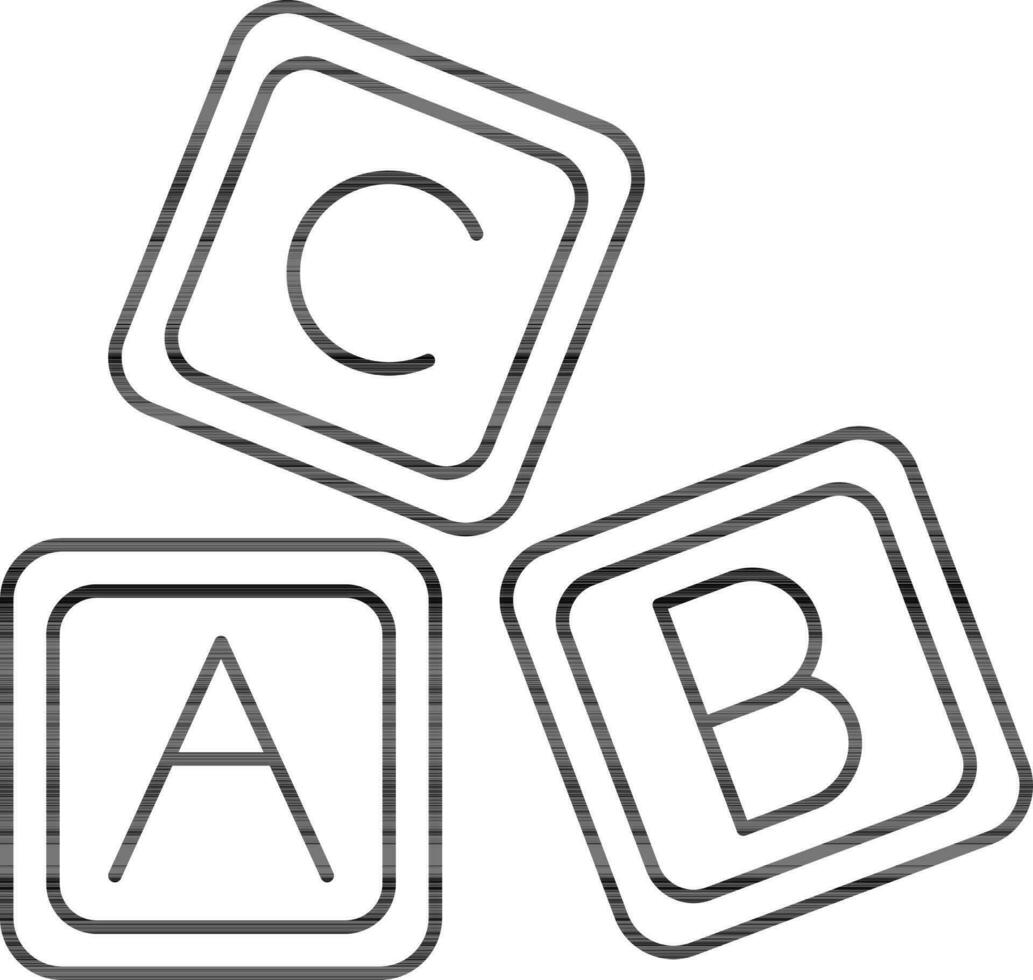 Alphabet Blocks Icon In Thin Line Art. vector