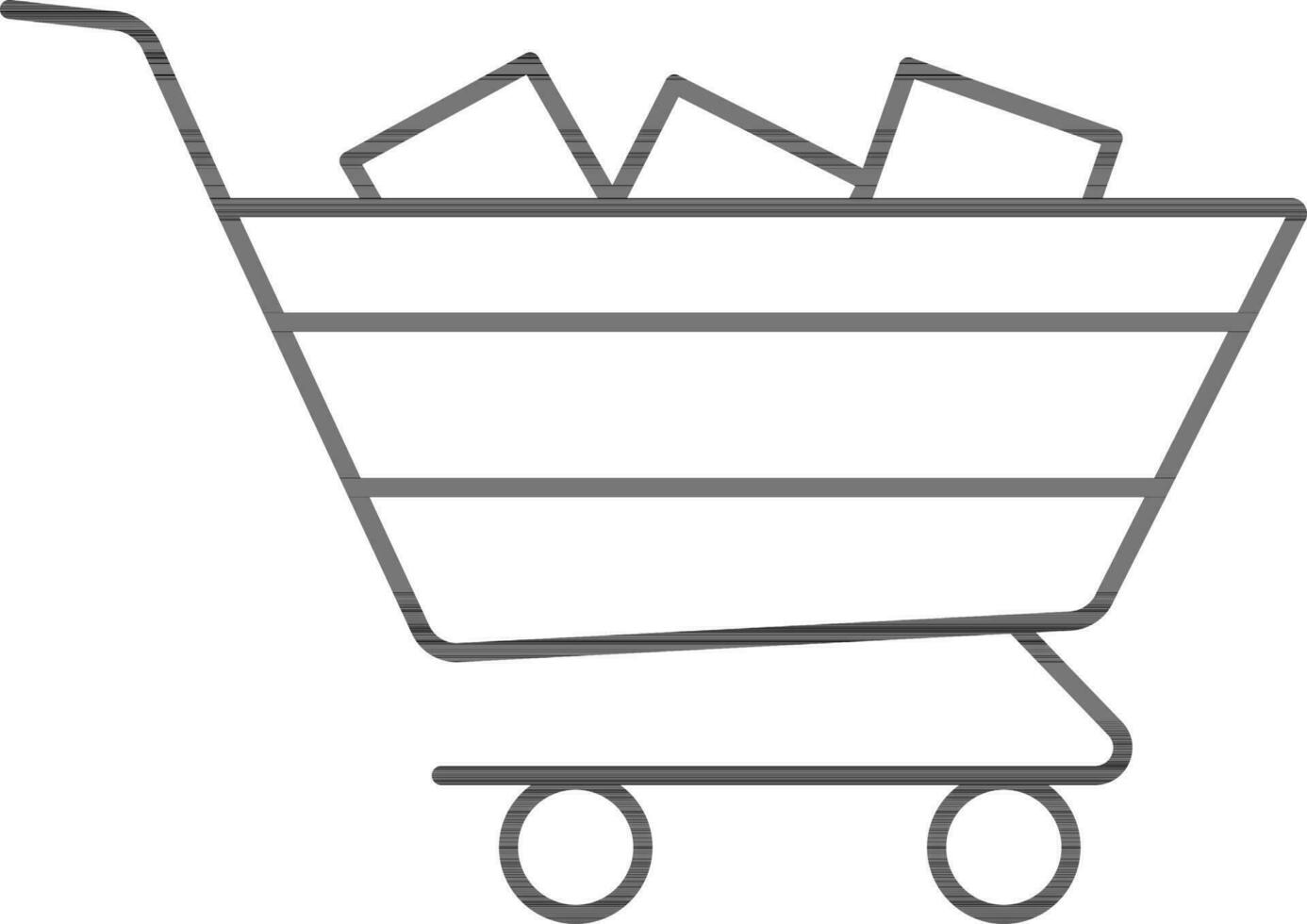 plano estilo compras carro icono en negro describir. vector