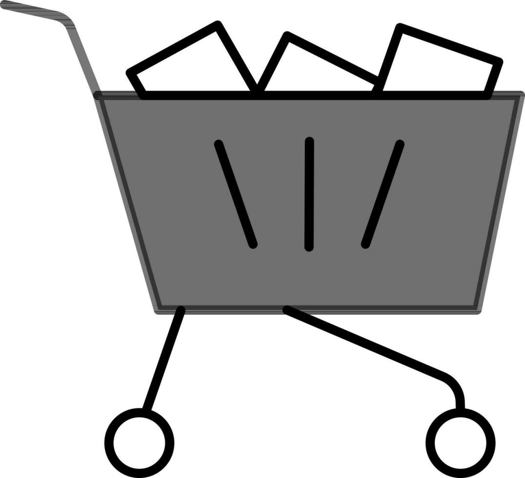 lleno compras carro icono en gris color. vector