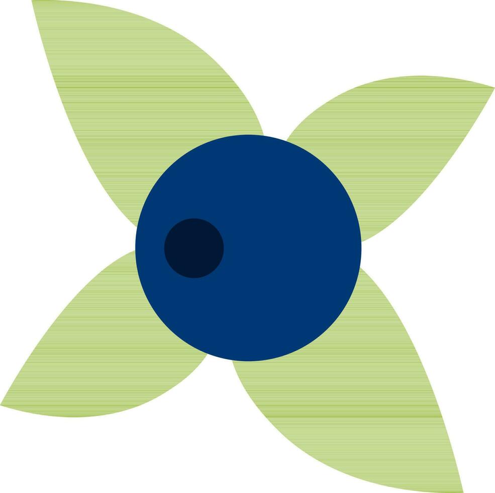 Blueberry with Green Leaves icon in flat style. vector