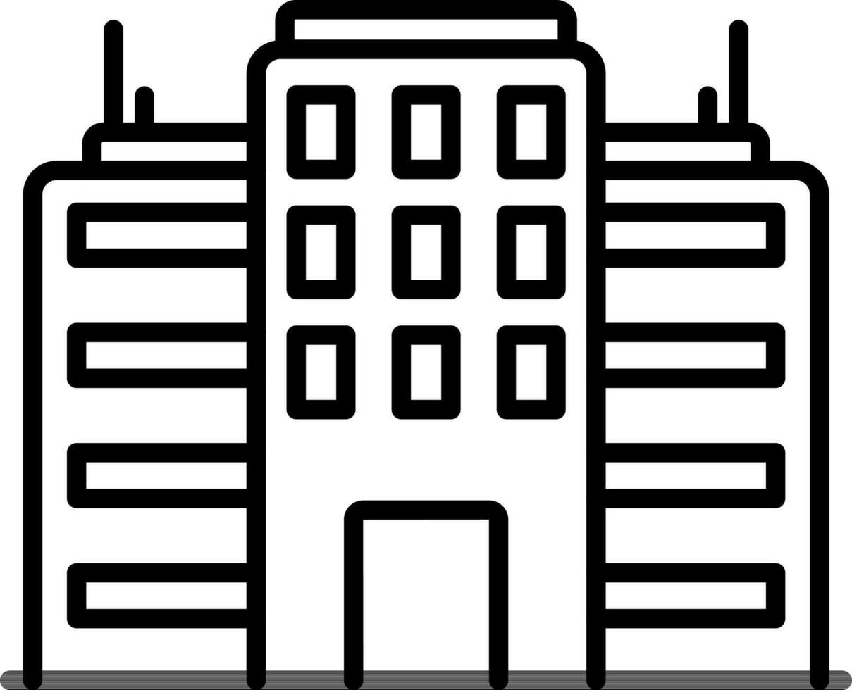 Apartment building icon in thin line art. vector