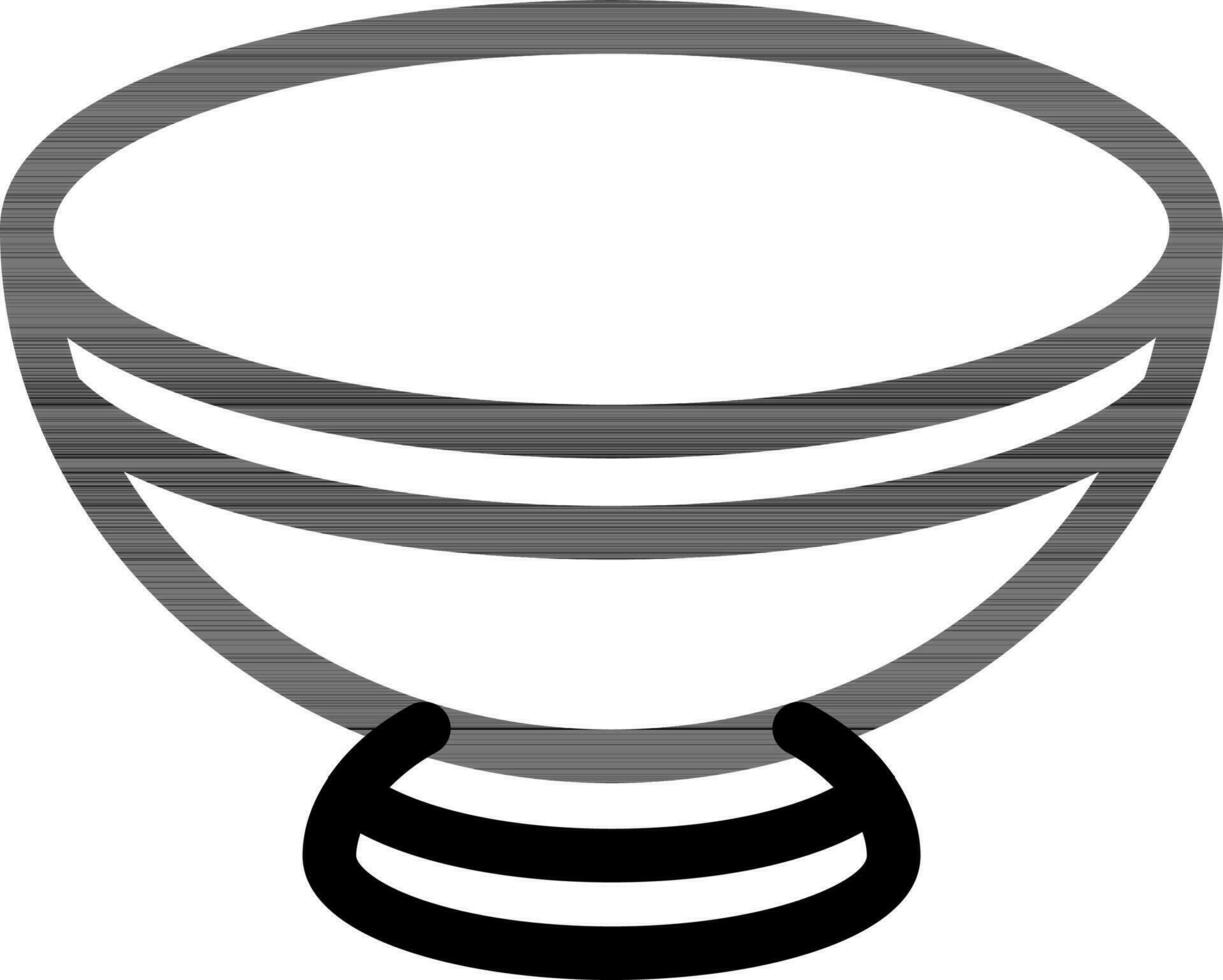 Flat style bowl icon in black line art. vector