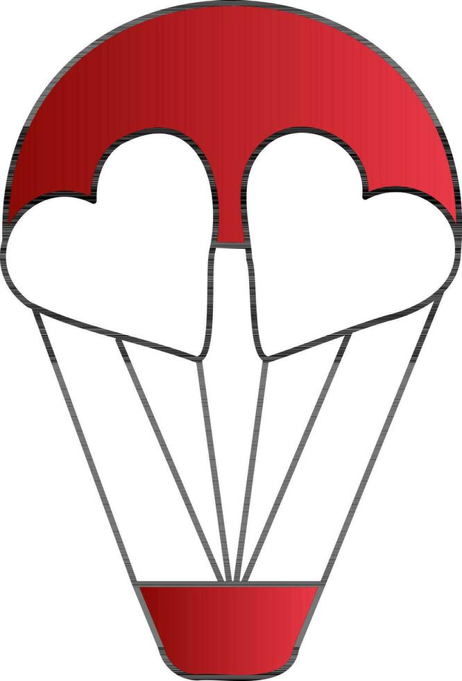 Hot Air Balloon Icon In Red And White Color. vector