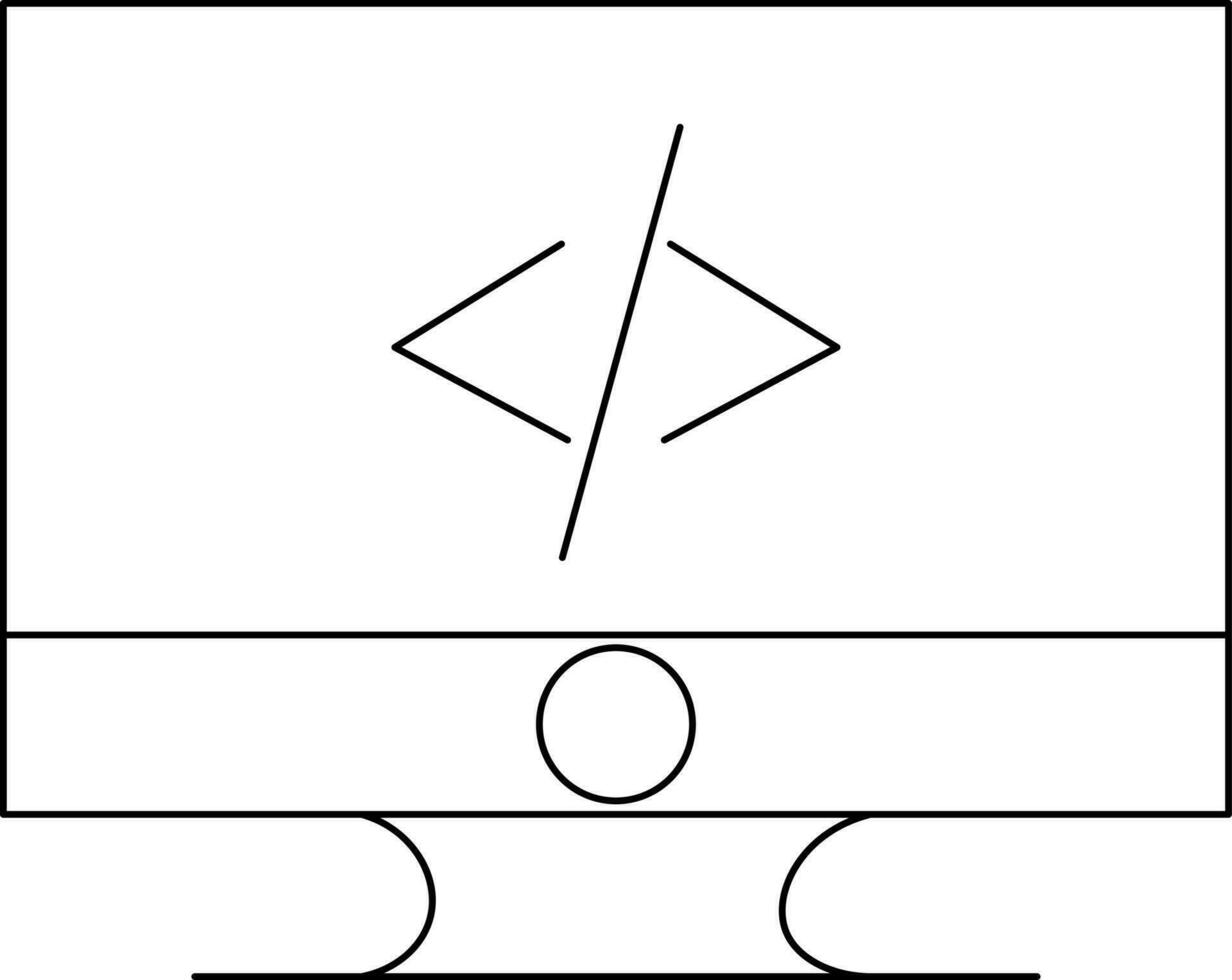 Isolated Web Coding Icon In Black Line Art. vector