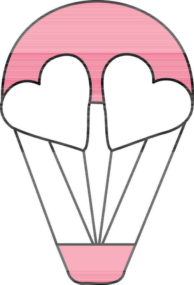 Hot Air Balloon Icon In Pink And White Color. vector