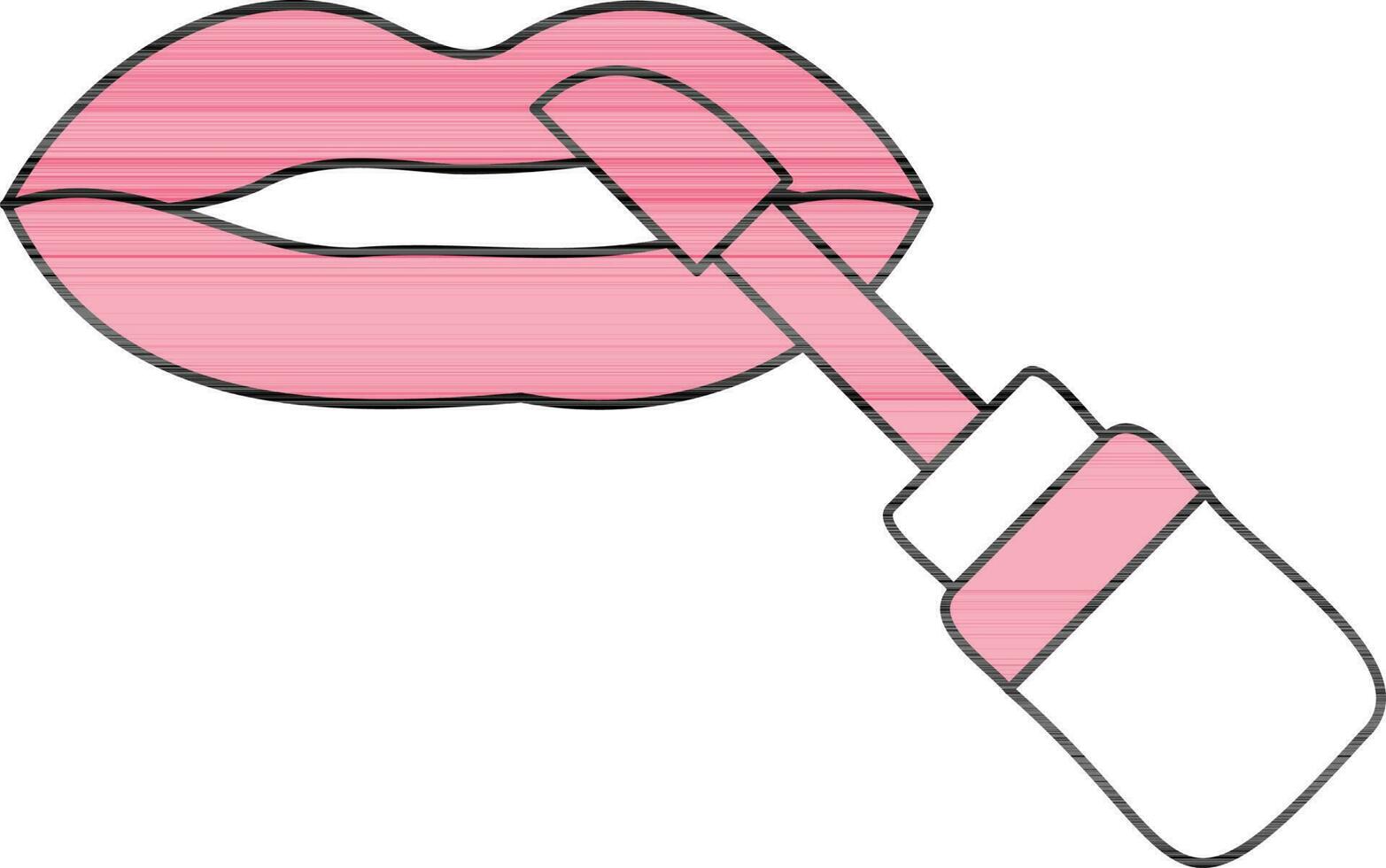 Makeup Lips Icon In Pink And White Color. vector