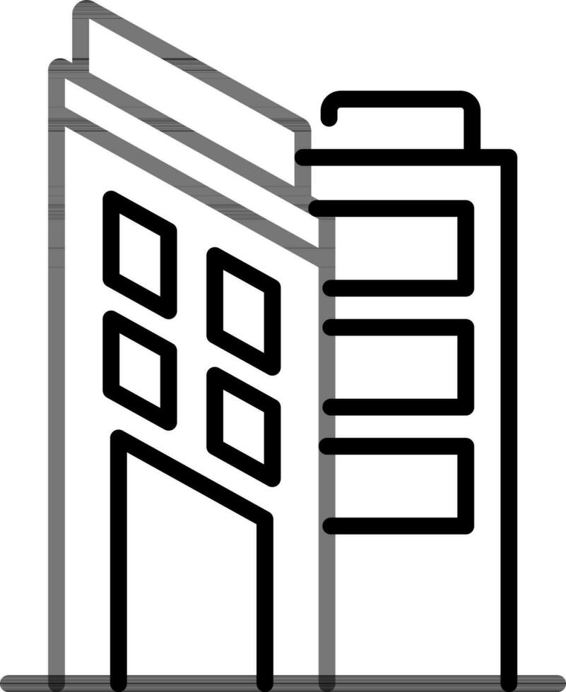 Apartment building icon in line art. vector