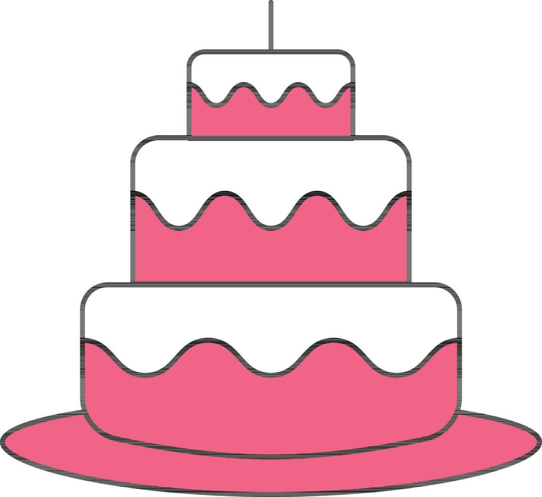 Cake Icon In Pink And White Color. vector