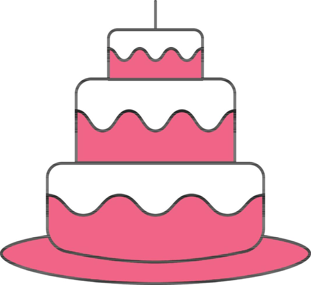 Cake Icon In Pink And White Color. vector