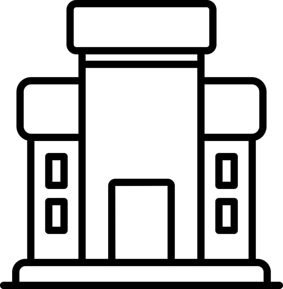 Apartment building icon in black line art. vector