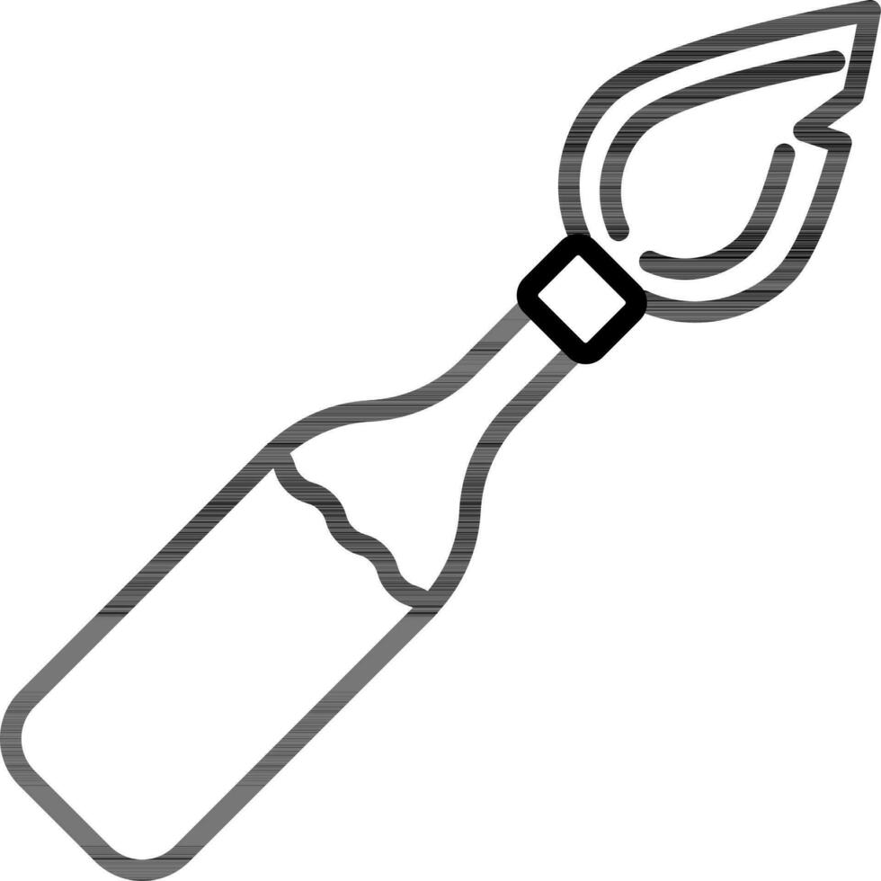 Fire oil lamp bottle icon in line art. vector