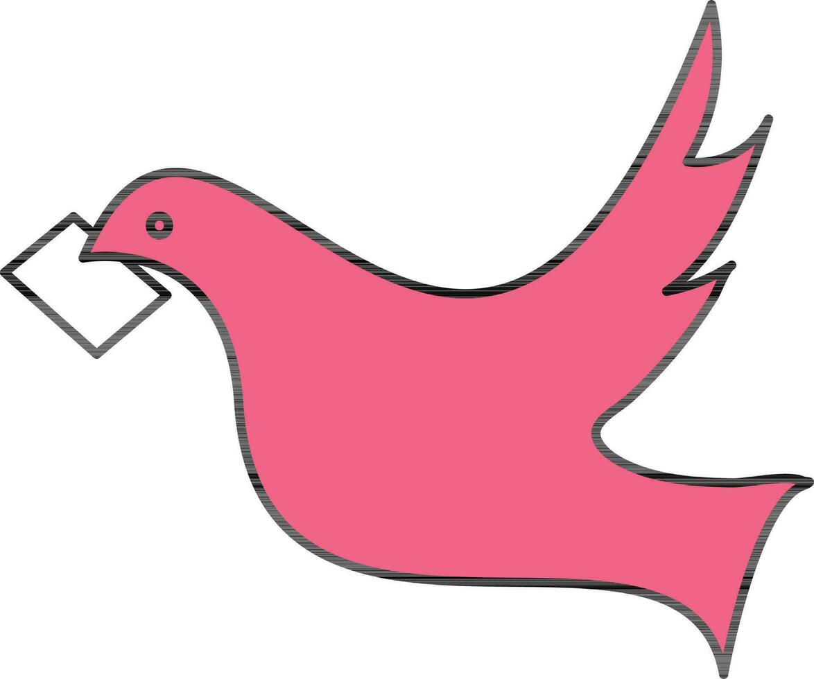 Bird Delivering Letter Icon In Pink Color. vector