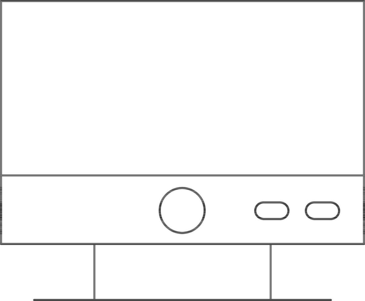 Flat Style Monitor Icon In Thin Line Art. vector