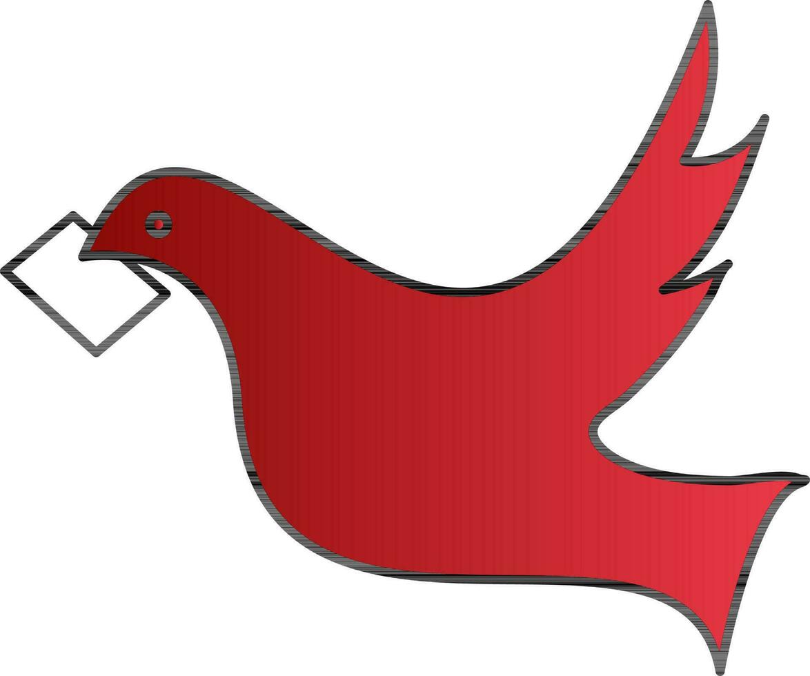 Bird Delivering Letter Icon In Red Color. vector