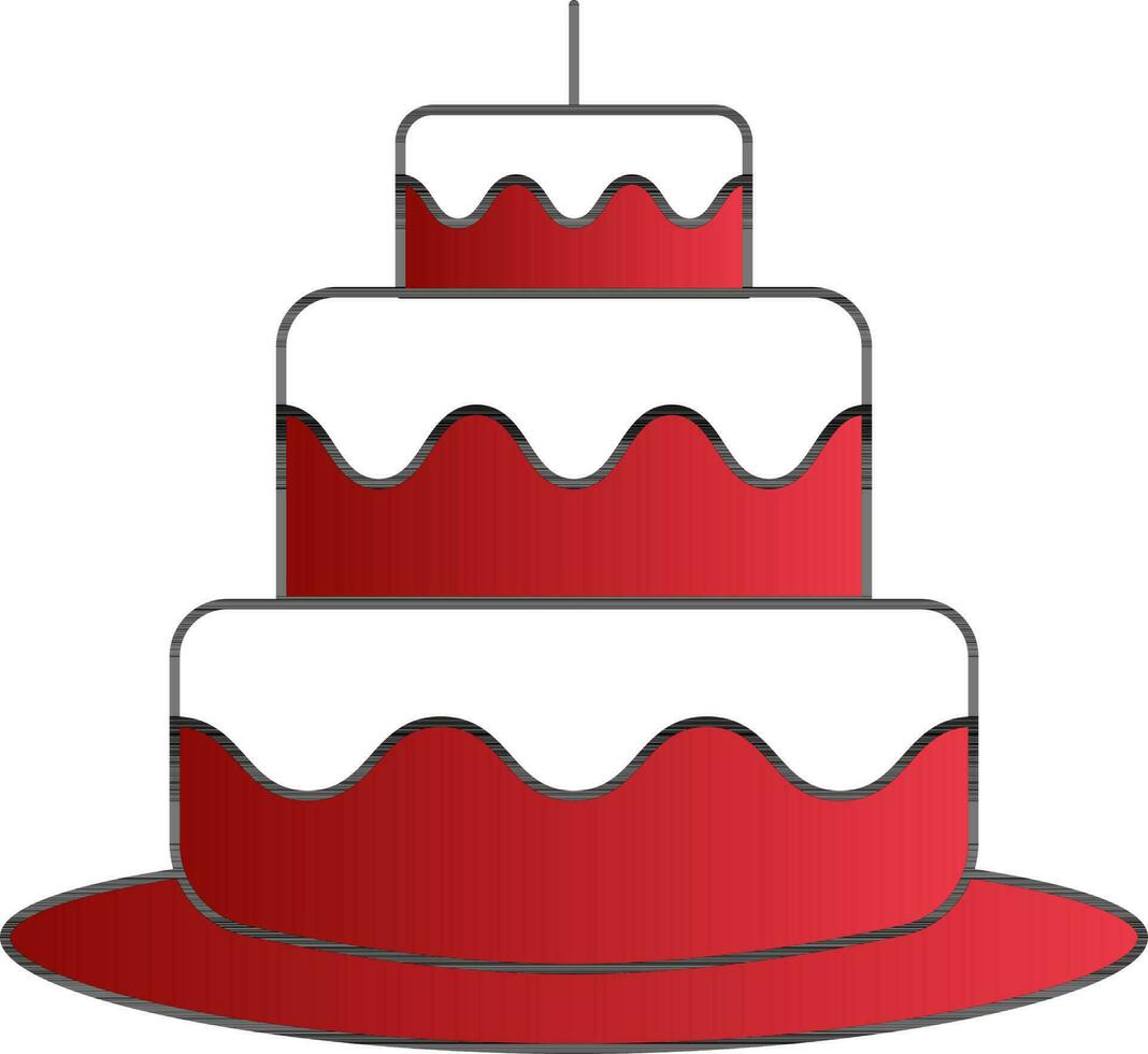 Cake Icon In Red And White Color. vector