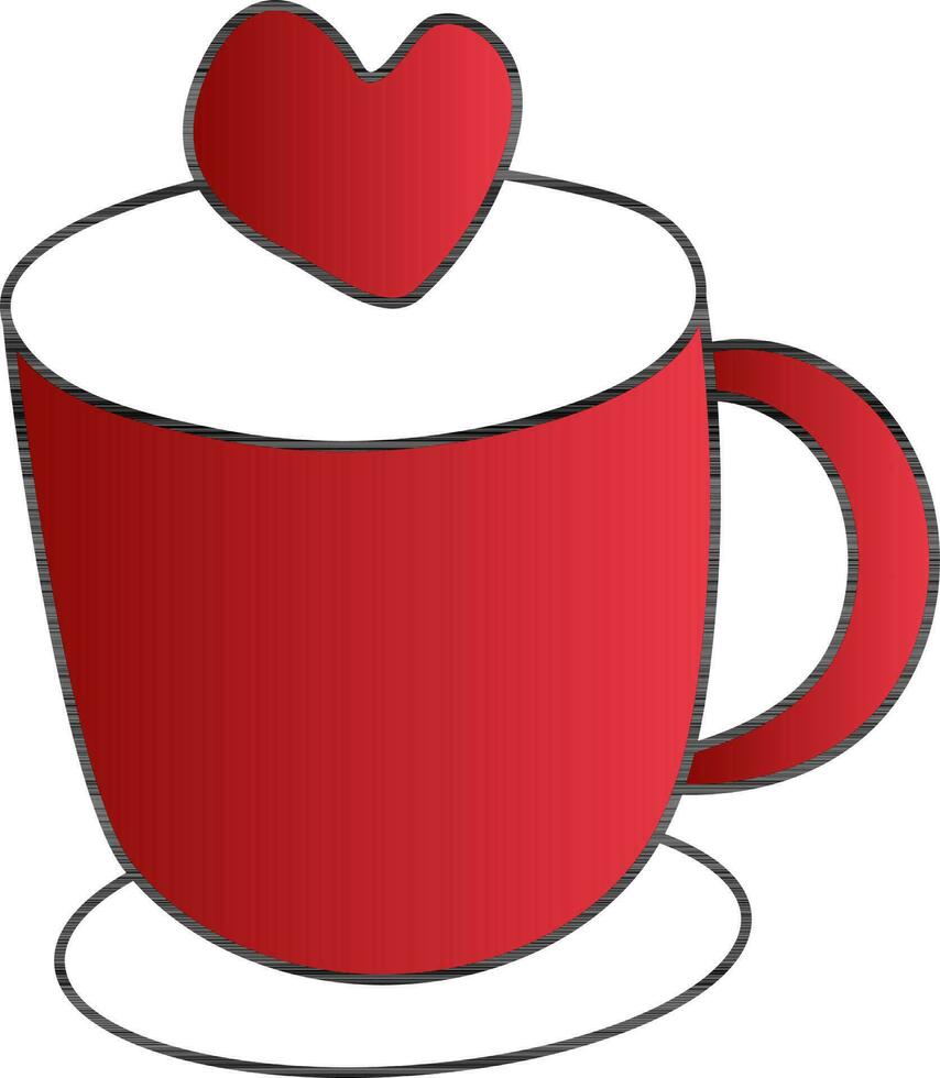 taza con corazón icono en plano estilo. vector