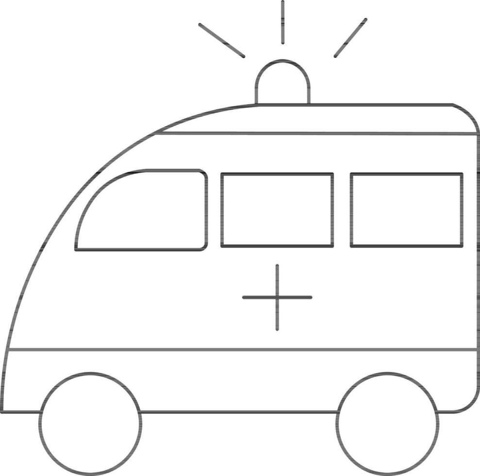 Illustration of Ambulance Icon in Thin Line Art. vector