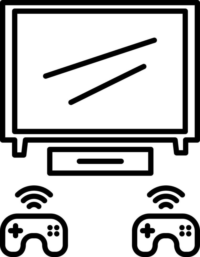 Line Art Illustration Of Wireless Video Game In Flat Style. vector