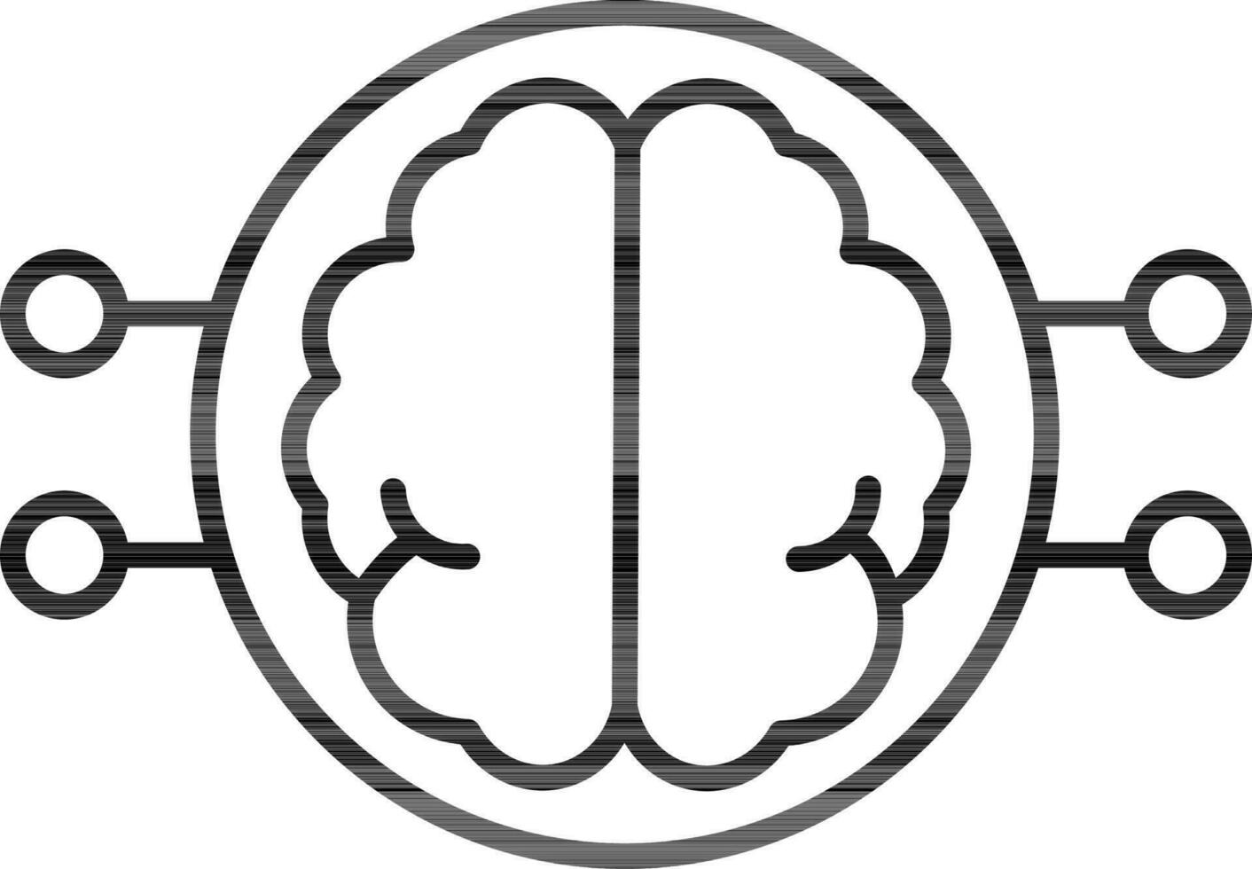 Vector Illustration Of Brain With Circuit Icon In Flat Style.