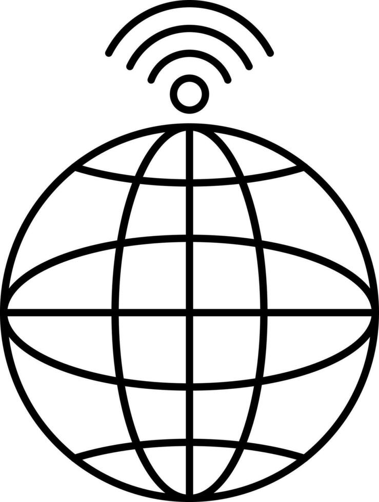 Wifi with globe icon in line art. vector