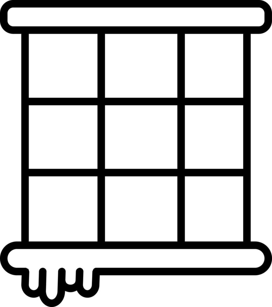 Snowy Window Icon in Black Line Art. vector
