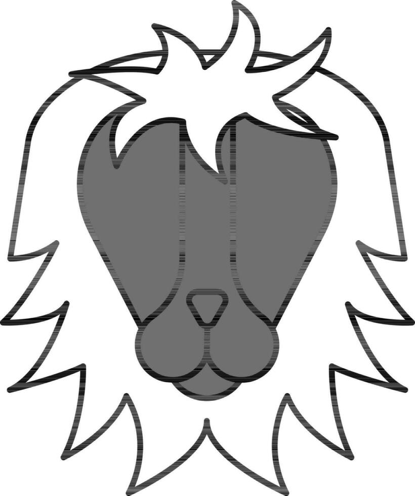 Illustration Of Leo Or Lion Icon In Gray And White Color. vector