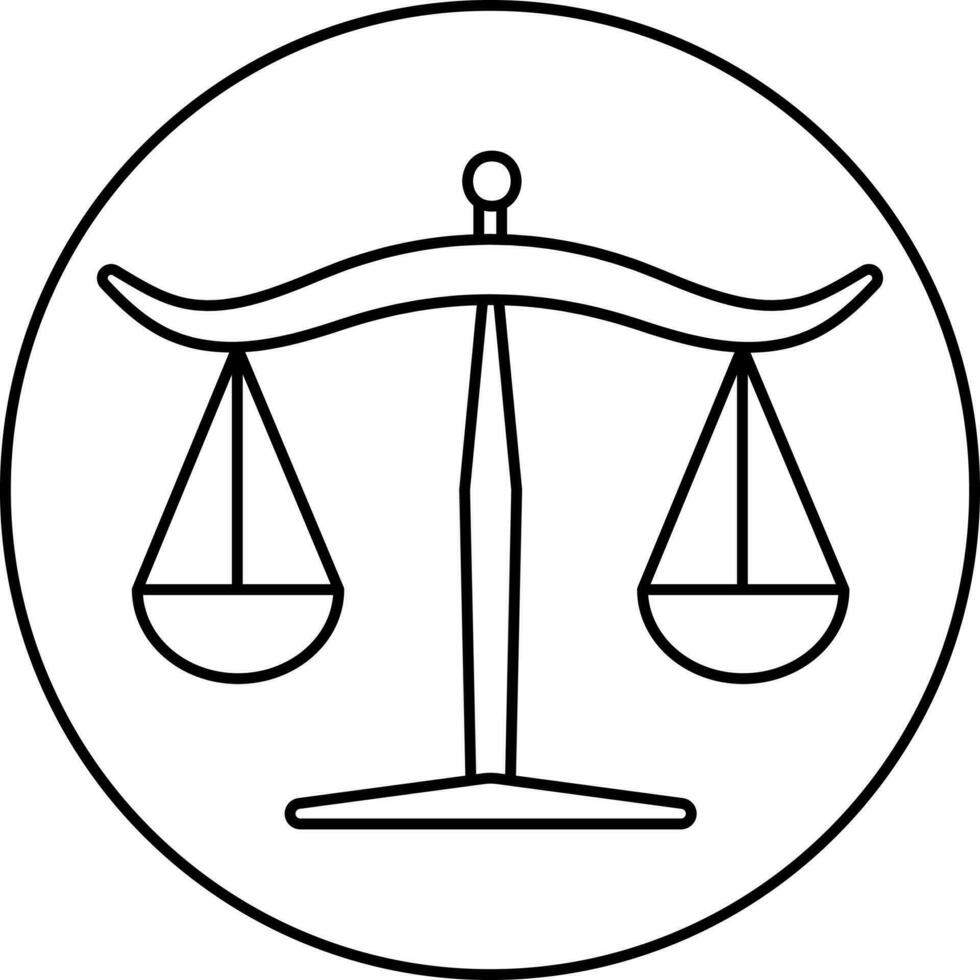 Black Line Art Libra Icon in Circle Shape. vector