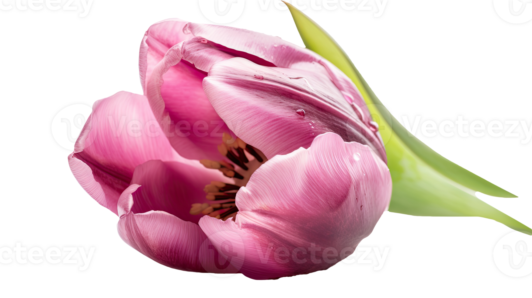 Stunning Image of Beautiful Pink Parrot Tulip Flower with Water Drops on Transparent Background. Technology. png