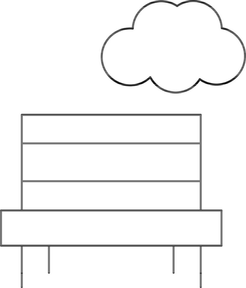 Line Art Bench with Cloud icon in flat style. vector