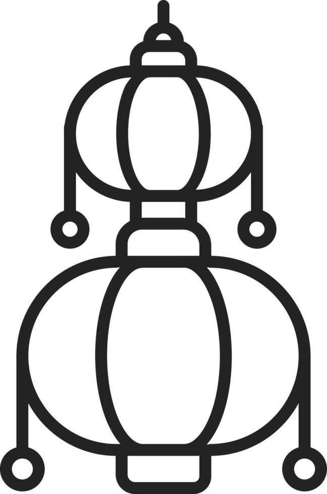 Line Art Chinese Lantern Overlap Icon in Flat Style. vector