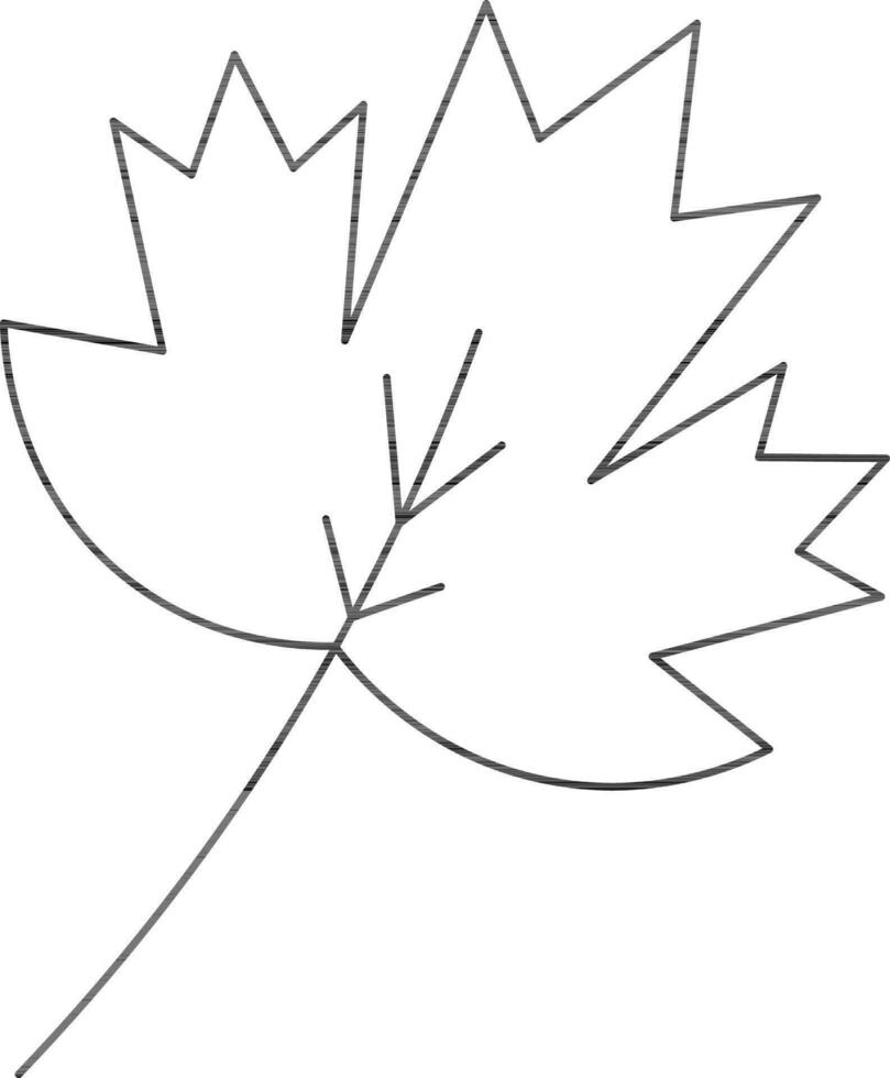 Line Art Maple Leaf Icon in Flat Style. vector