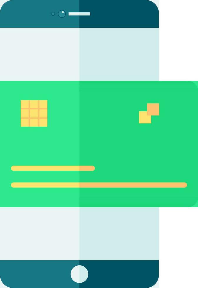 Smartphone With Payment Card Icon In Flat Style. vector