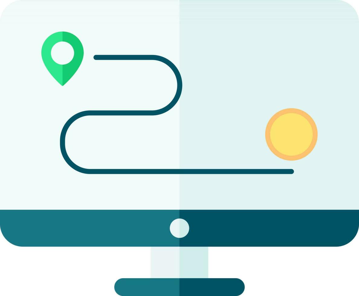 Online Money Or Bank Location Track In Desktop Icon. vector