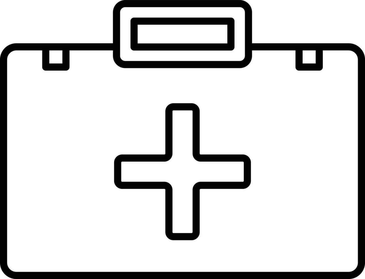 First Aid Box Icon or Symbol in Black Line Art. vector