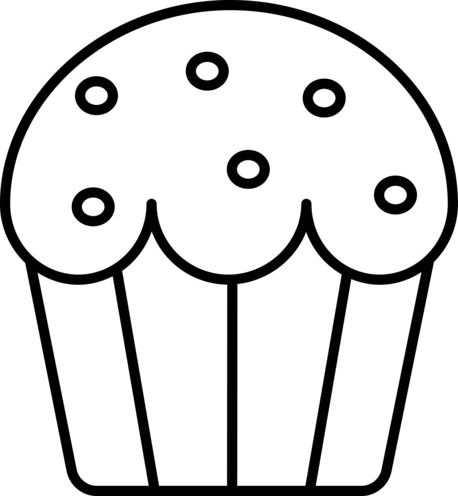 Line Art Muffin Icon in Flat Style. vector