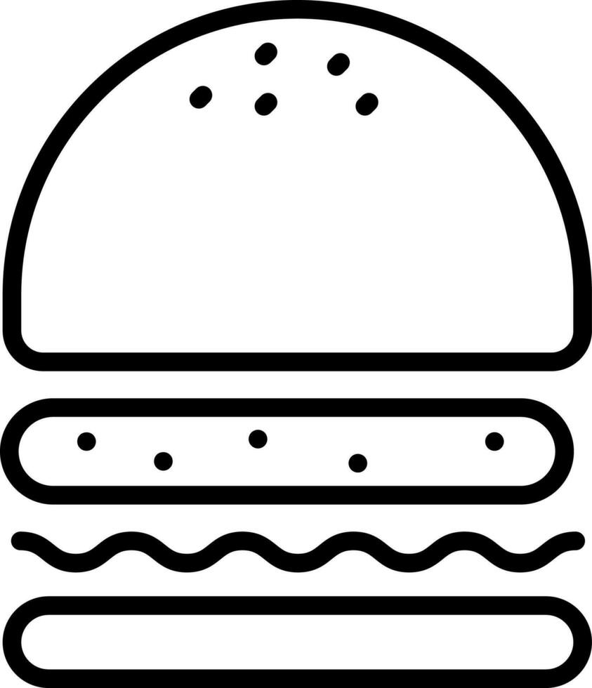 Burger Icon or Symbol In Black Line Art. vector