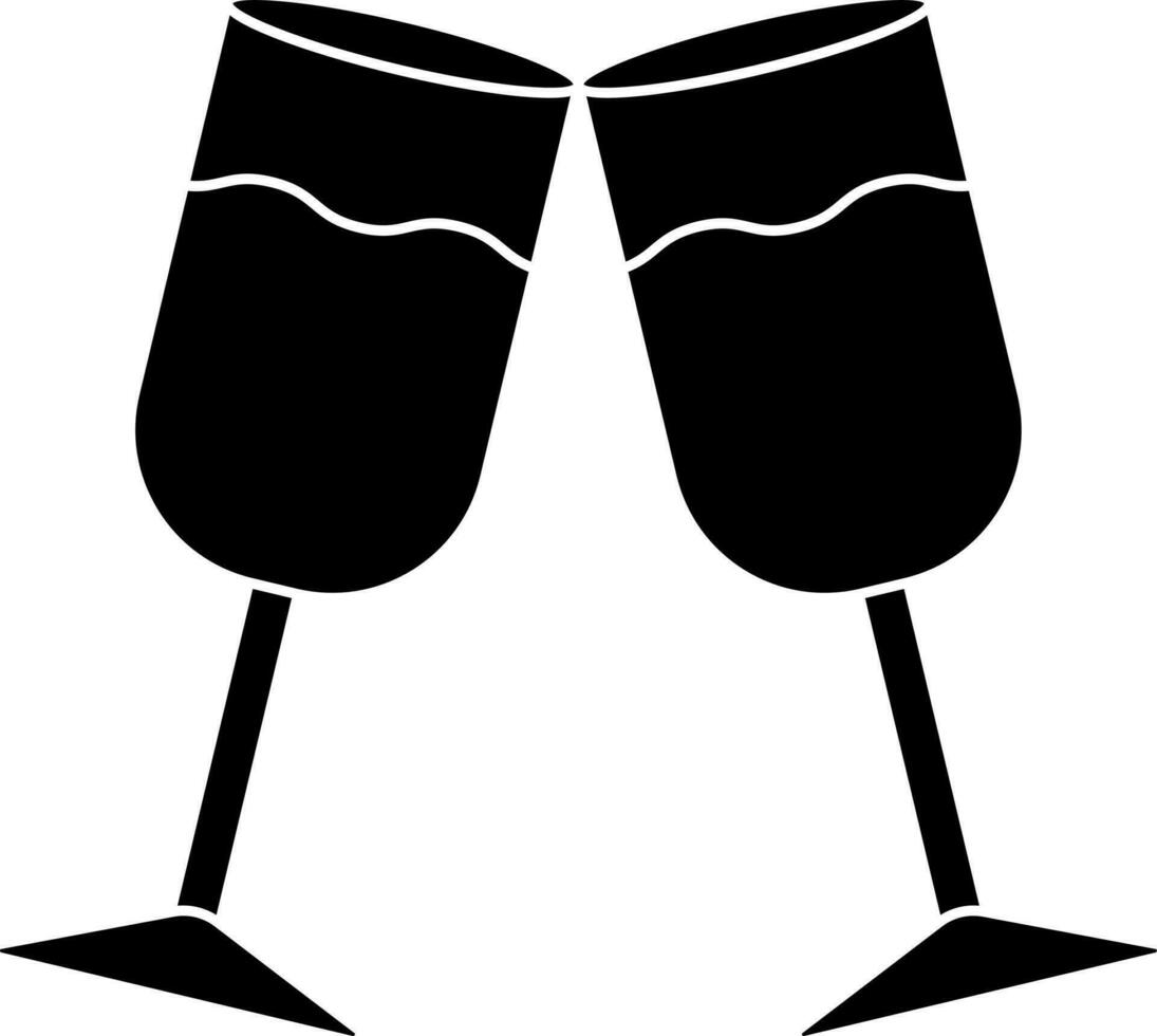 Champagne glass icon in Black and White color. vector