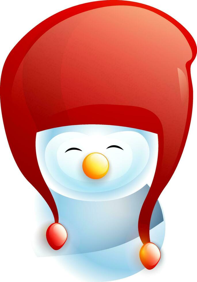 Cute snowman wearing santa cap. vector