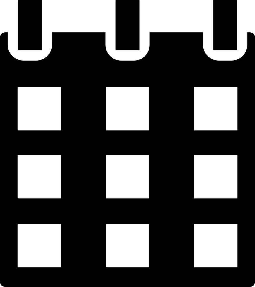 calendario icono o símbolo en negro y blanco color. vector