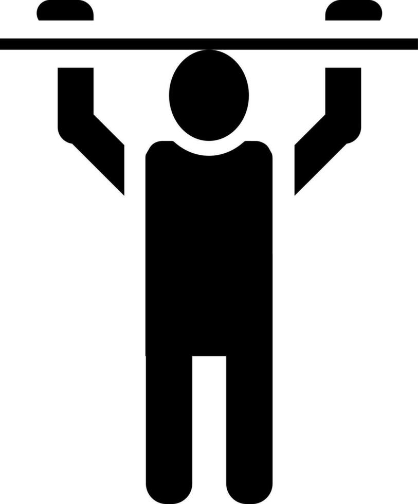Man hanging on a rod, glyph stretching exercise icon. vector