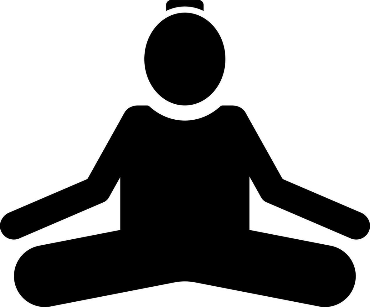 Man performing meditation, glyph sign or symbol. vector