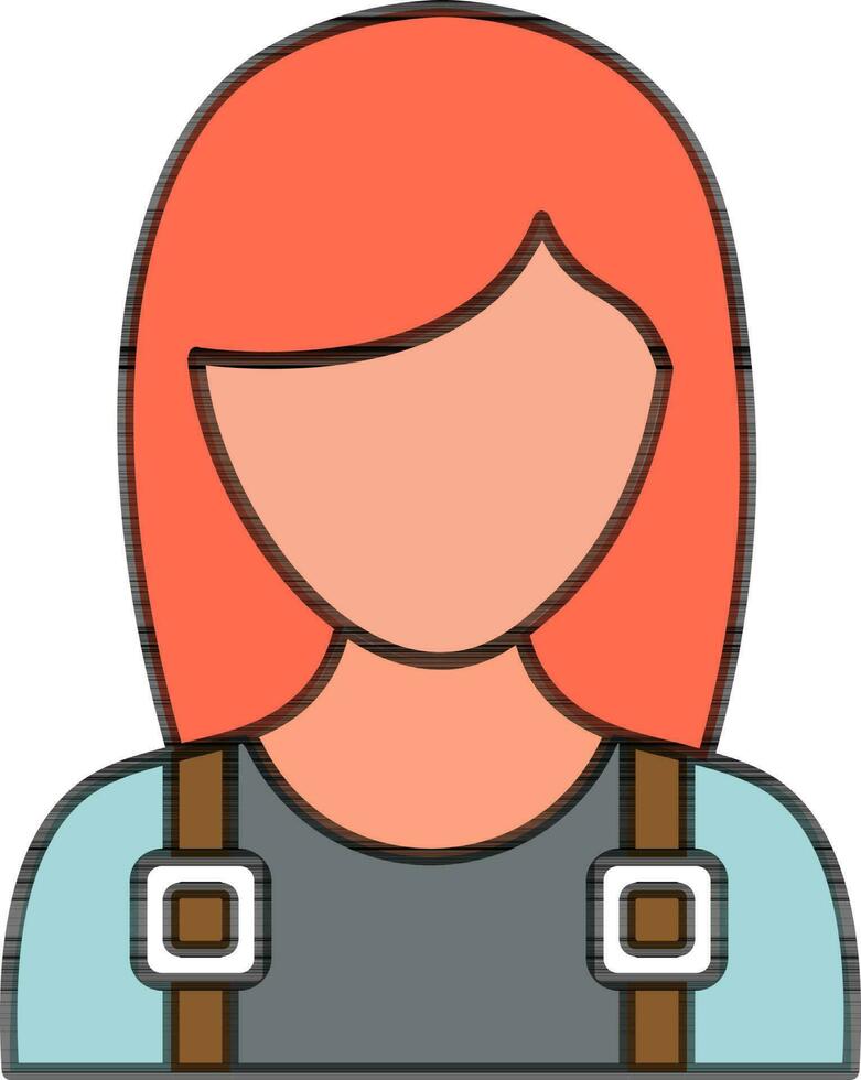 sin rostro joven mujer color icono en plano estilo. vector