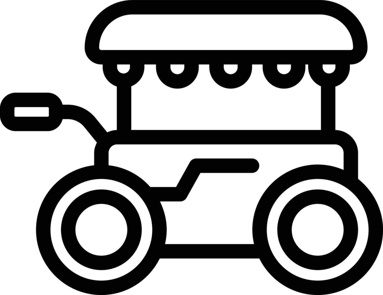 Black Line Art Illustration of Food Truck Icon. vector