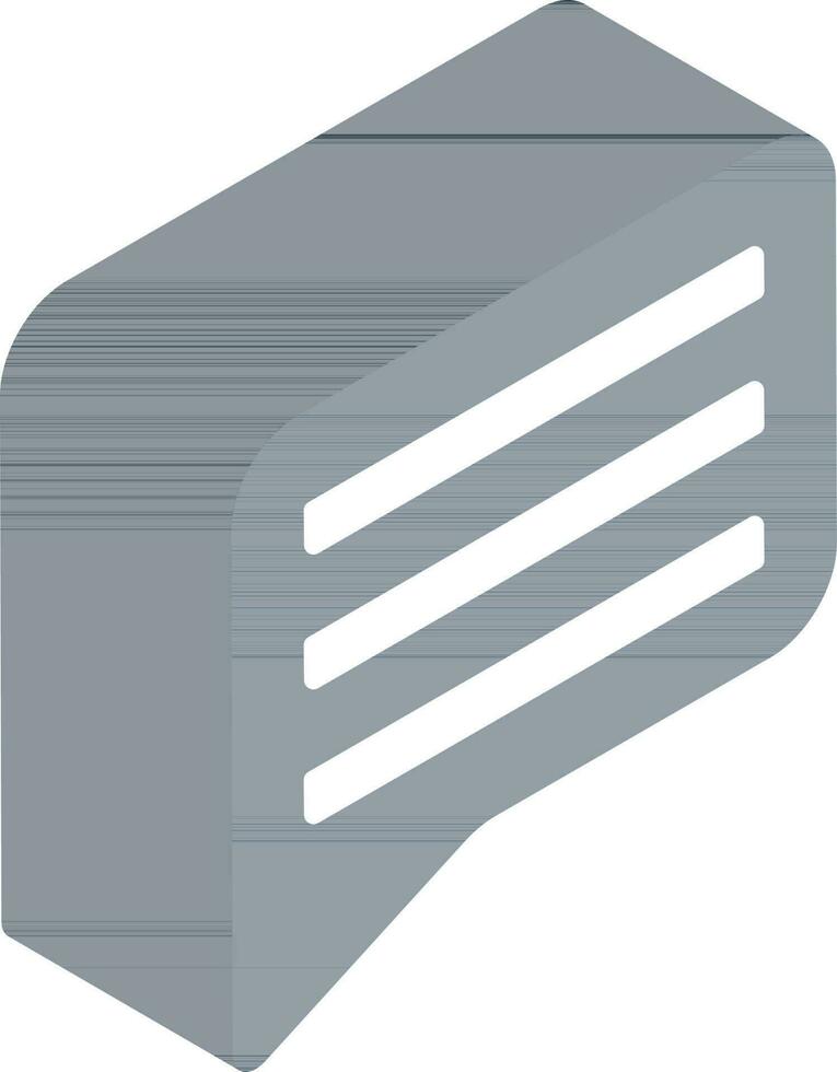 3d mensaje icono en gris y blanco color. vector