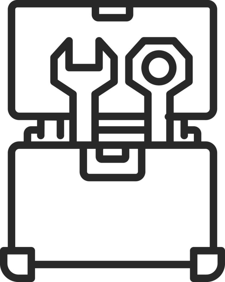 Flat Style Toolbox Icon in Thin Line Art. vector