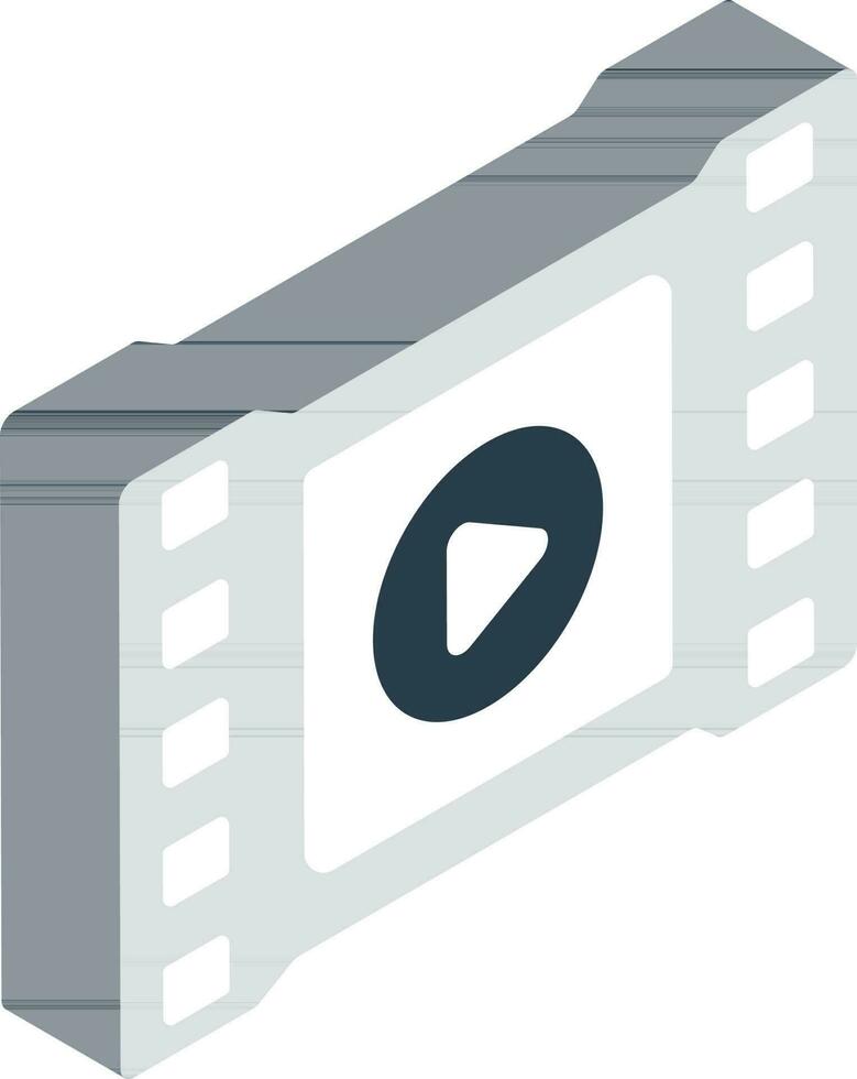 gris vídeo jugar tira de película icono en isométrica estilo. vector